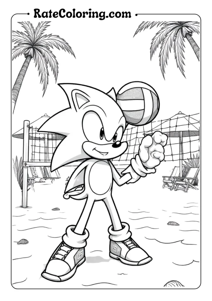Sonic beach volleyball coloring page
