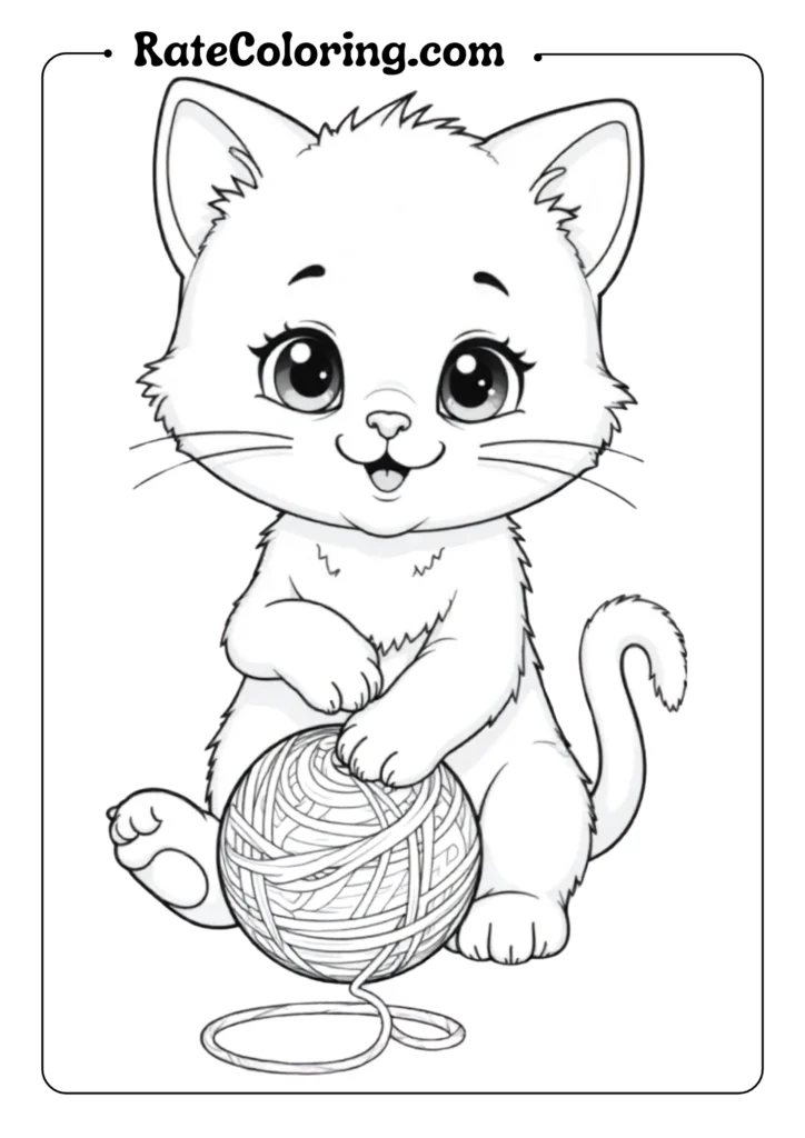 A cute kitten sitting upright with large expressive eyes and a small nose