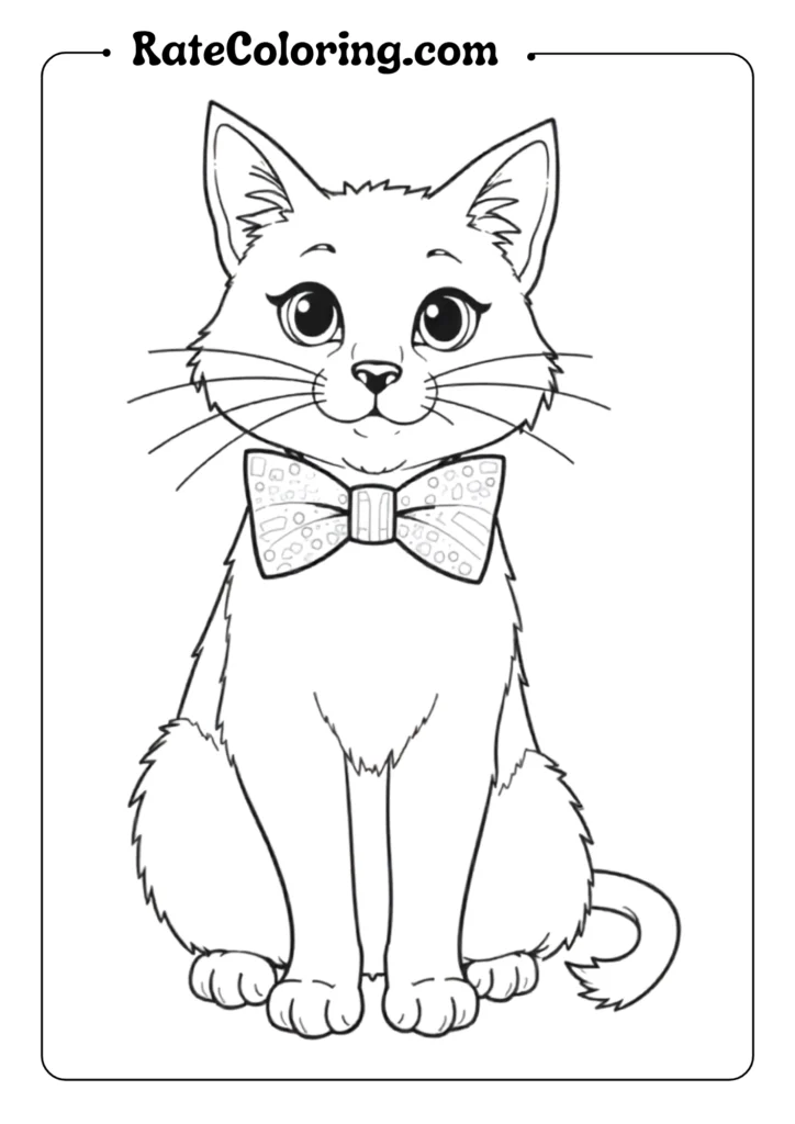 A dignified sitting cat facing forward with perfect posture