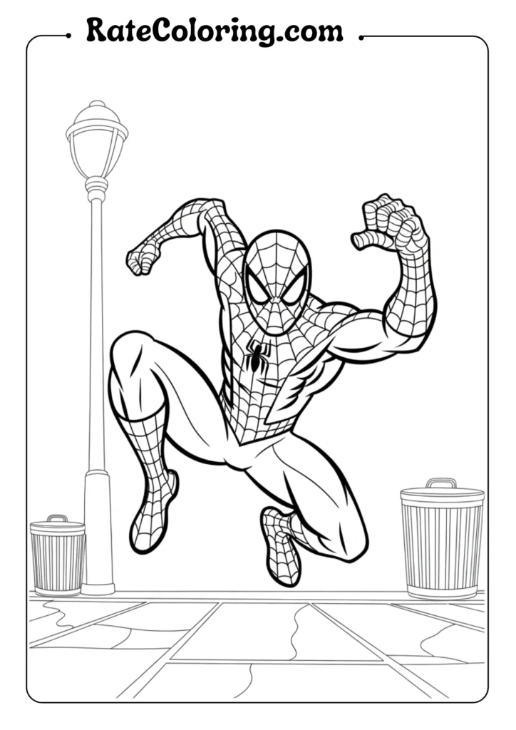 Show Spiderman in a martial arts fighting pose with fists raised