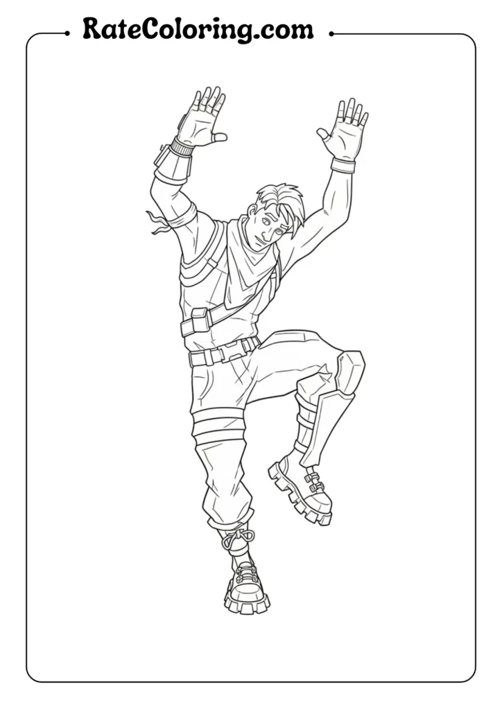 A vibrant Fortnite coloring page designed for kids, showcasing characters and scenes for creative fun.