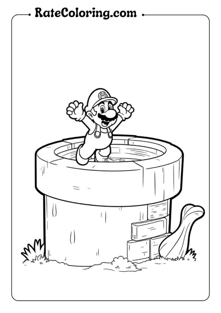 Colorful Mario-themed coloring pages designed for kids, showcasing beloved characters and playful scenes