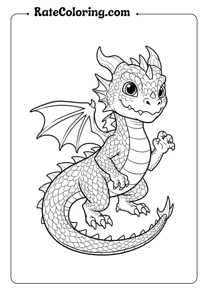 A medium dragon Fortnite coloring page , designed for coloring enthusiasts to bring the dragon to life.