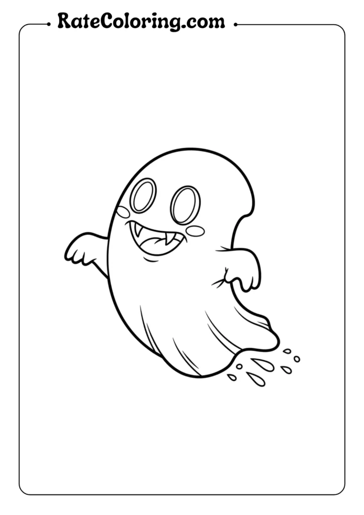 Cartoon ghost coloring page featuring a playful ghost, perfect for kids who love Mario-themed art activities