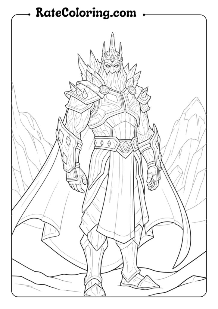 A Fortnite coloring page showcasing the King of the North, inviting creativity and fun for gamers and artists alike.