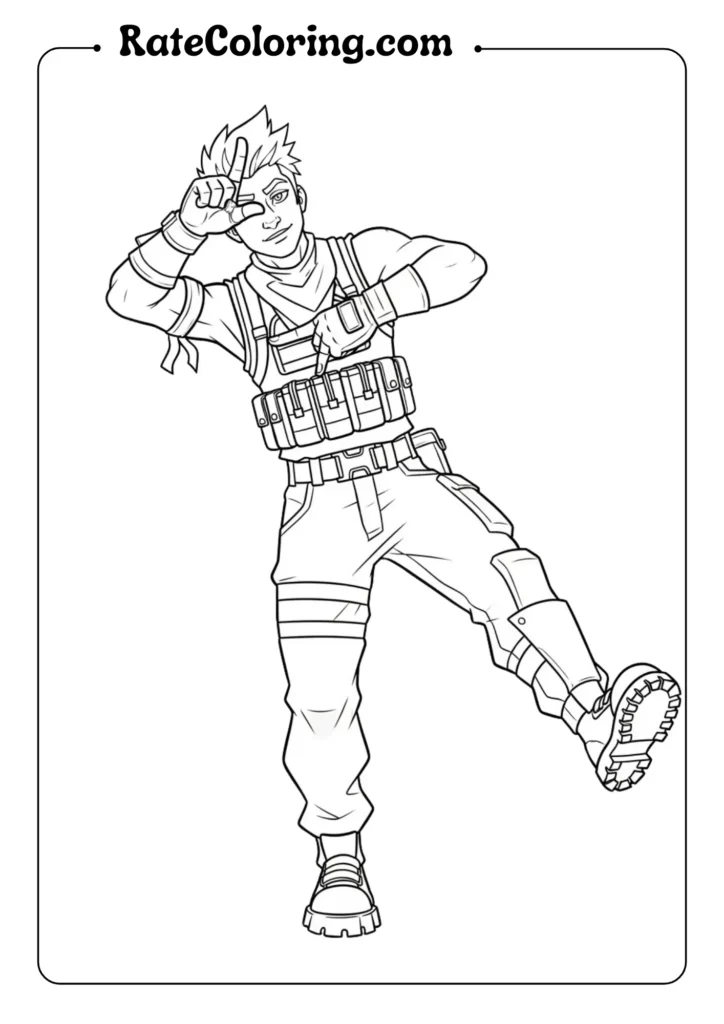 Fun Fortnite coloring page featuring popular characters, perfect for kids to unleash their creativity and enjoy coloring.
