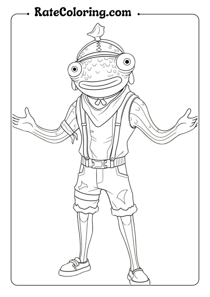 Fortnite coloring page featuring popular characters and scenes, perfect for kids to unleash their creativity.