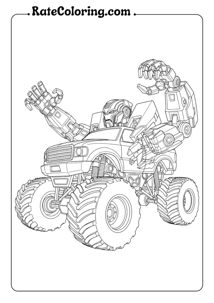 Exciting monster truck coloring pages for kids, showcasing bold designs perfect for young artists to color and enjoy.