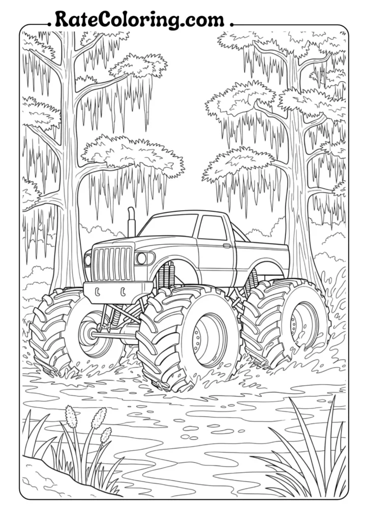 Exciting monster truck coloring pages for kids, showcasing different trucks ready to be colored in vibrant hues.