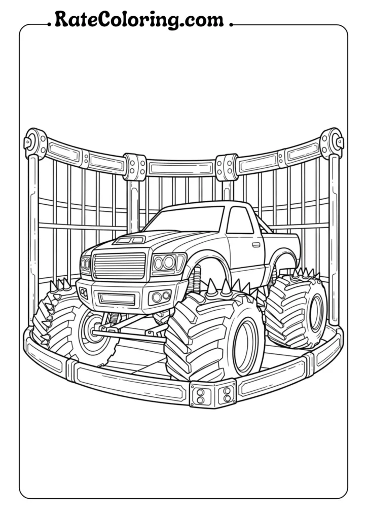 Exciting monster truck coloring pages for kids, showcasing bold designs perfect for young artists to color and enjoy.