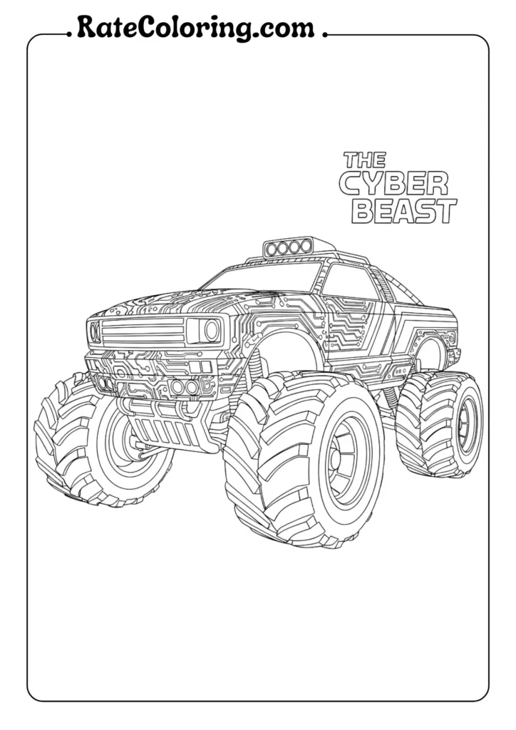 Fun monster truck coloring pages for kids featuring various designs and styles to spark creativity and imagination.