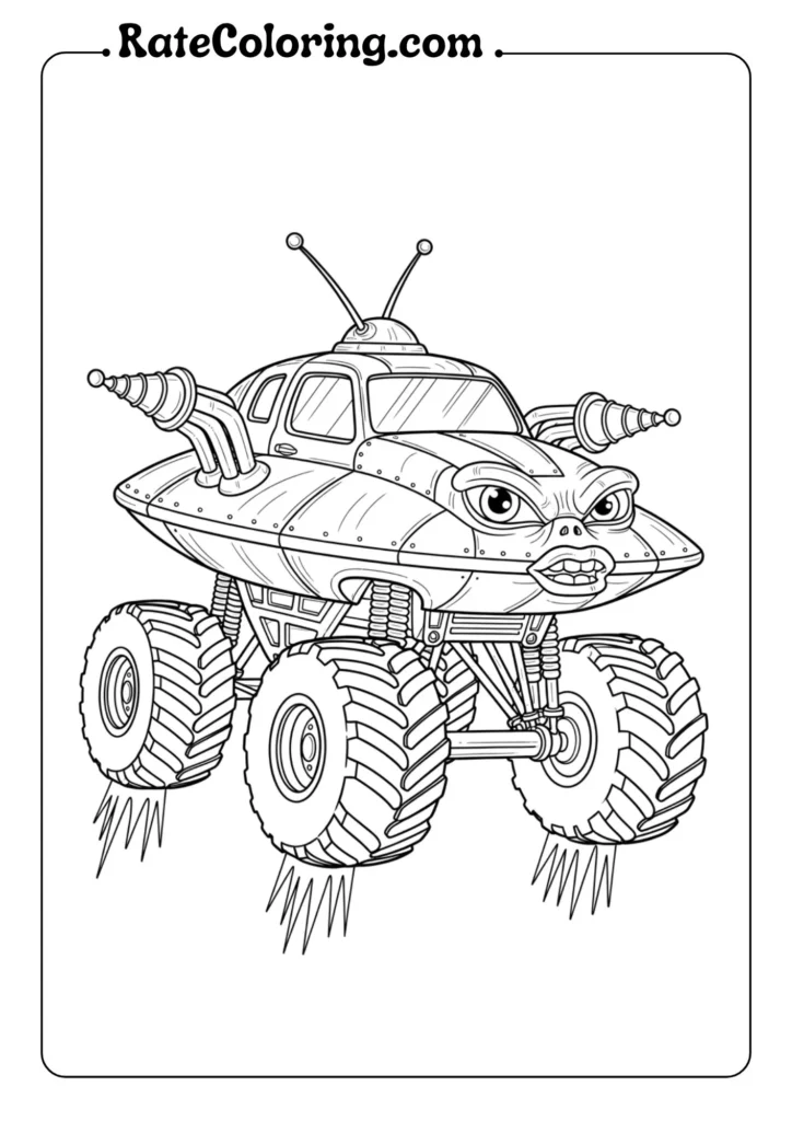 Engaging monster truck coloring pages for kids, filled with dynamic truck illustrations ready for colorful creativity.
