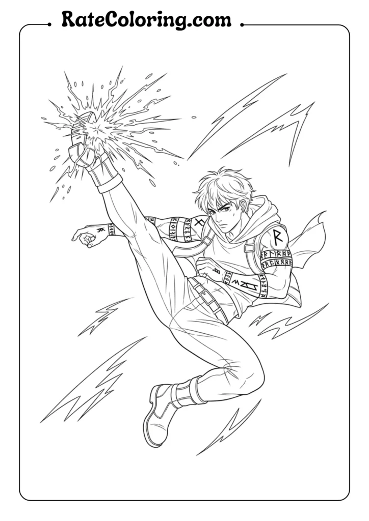 Exciting coloring pages of K-pop demon hunters in anime style, designed for kids to enjoy and color.