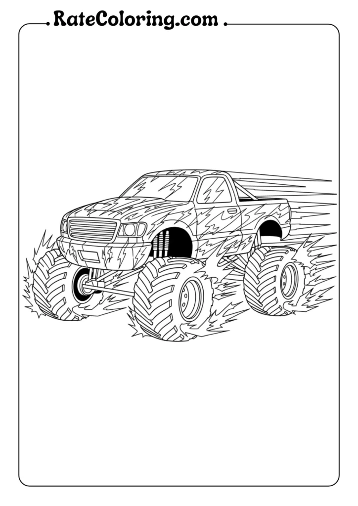 Fun monster truck coloring pages for kids featuring various designs to spark creativity and imagination.