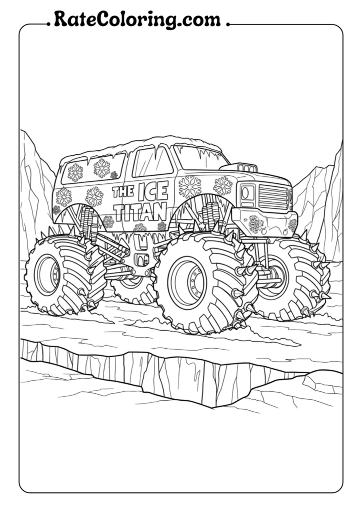 Engaging monster truck coloring pages for kids, filled with dynamic truck illustrations ready for colorful creativity.