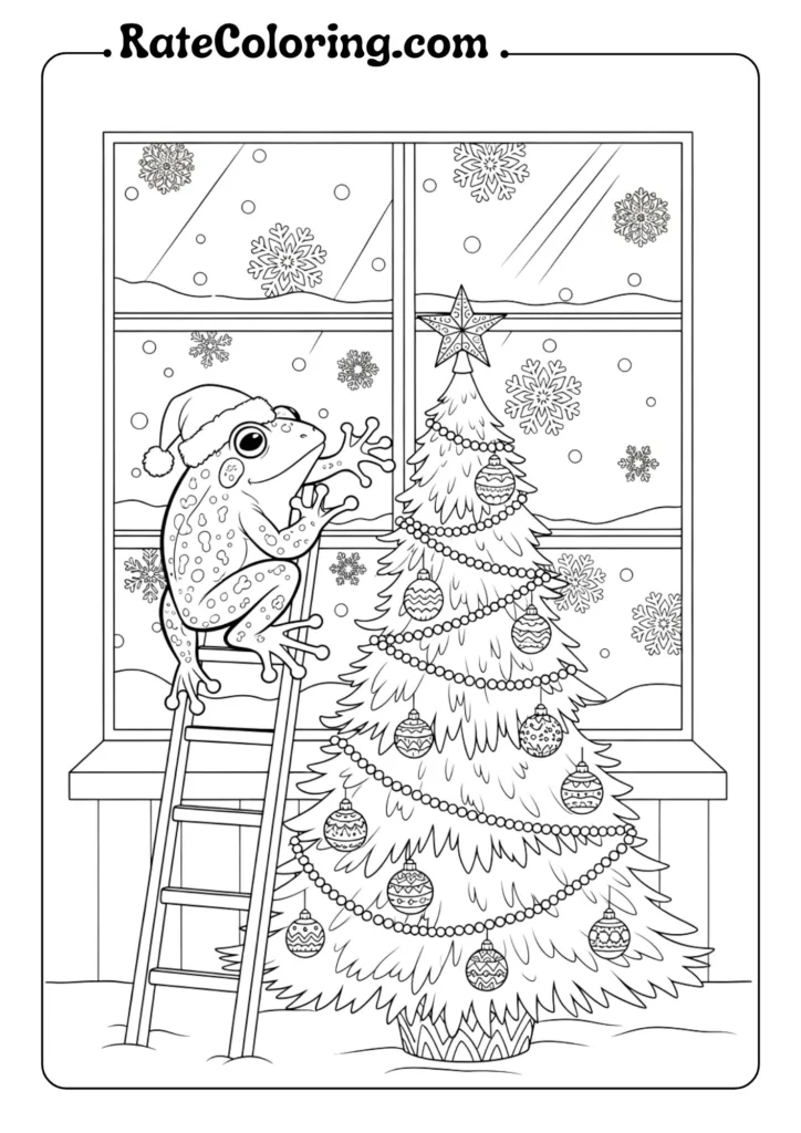 Fun Christmas frog coloring pages for kids, featuring playful designs and theme for added creativity.