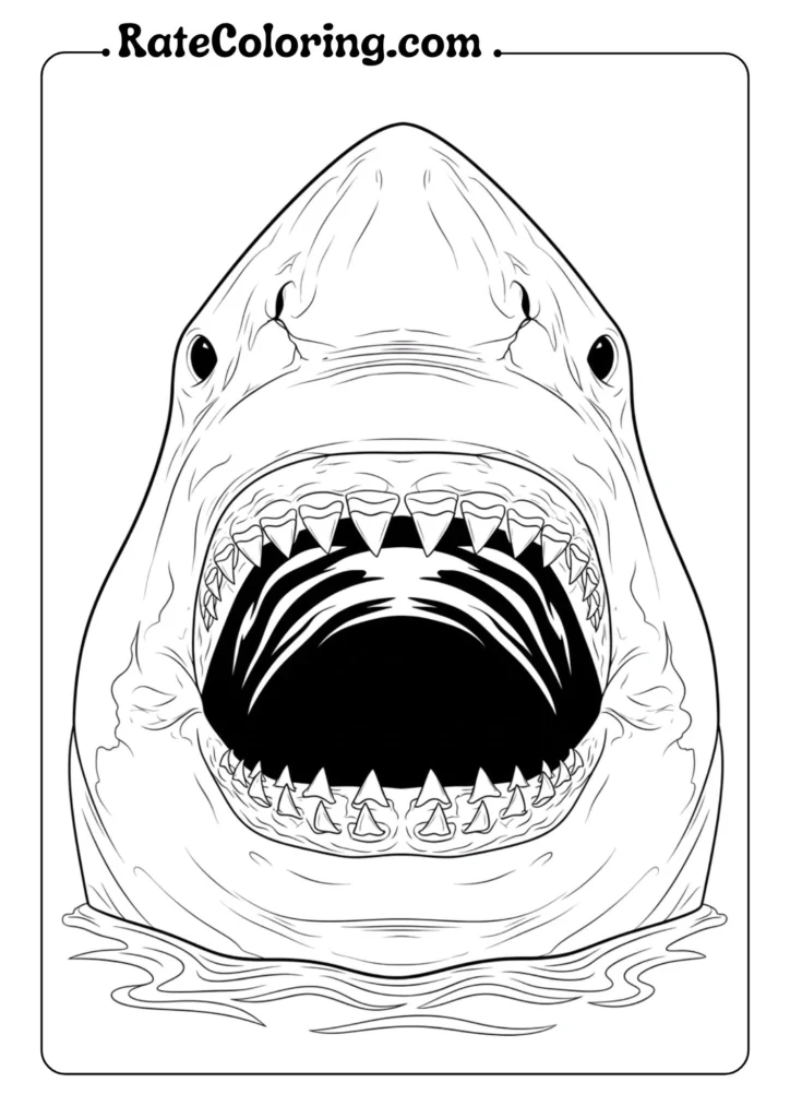 Great white shark coloring pages featuring detailed outlines for creative coloring fun. Perfect for shark enthusiasts!