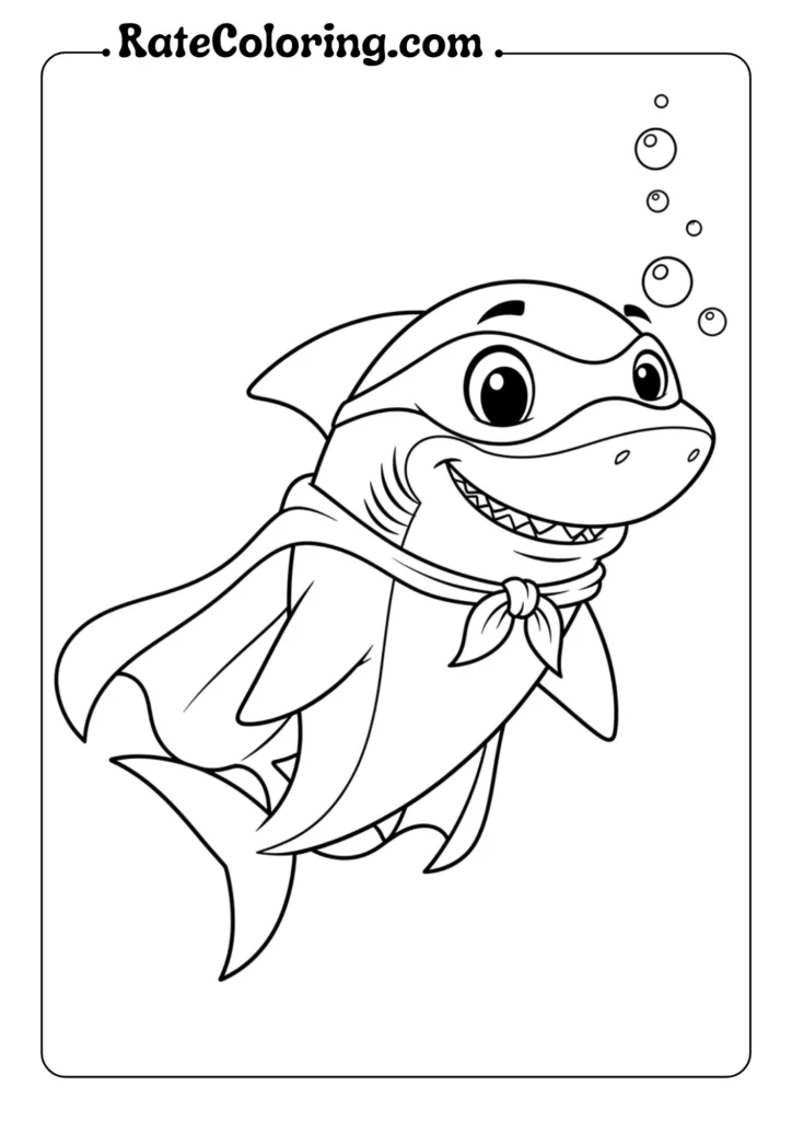 Engaging shark coloring pages for kids, showcasing playful shark illustrations perfect for creative coloring fun.