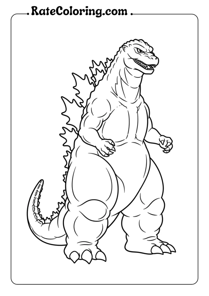 Engaging Godzilla coloring pages for children, ideal for creative play and artistic exploration.